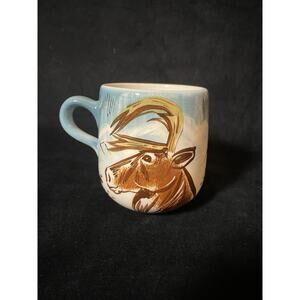 Sascha Brastoff Mug Coffee Cup Alaska Moose/Elk Vintage Ceramic Signed